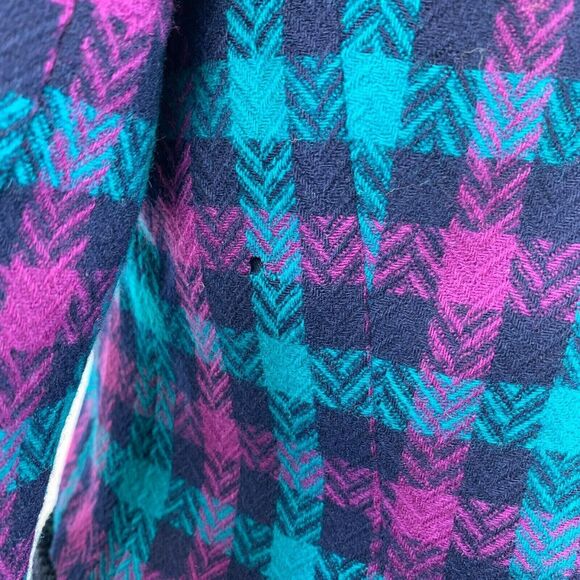 Vintage Pendleton Blazer Green Purple Check Long Sleeve Wool Buttons Size 6 - Picture 6 of 11